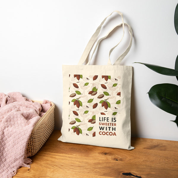 Cocoa Tote Bag: "Life Is Sweeter With Cocoa"