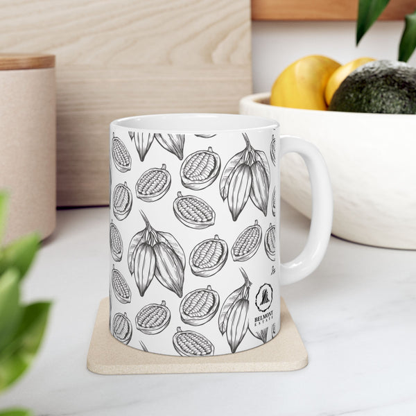 Cocoa Pod Pattern Mug | Ceramic Coffee Cup
