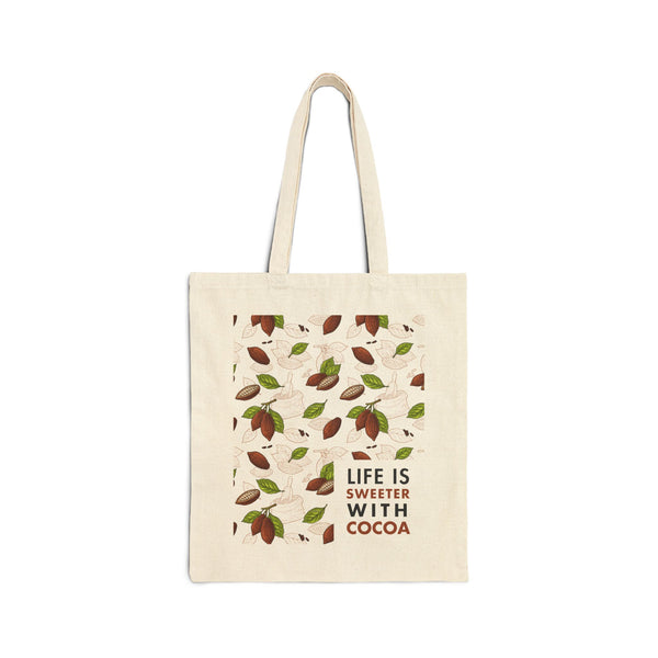 Cocoa Tote Bag: "Life Is Sweeter With Cocoa"
