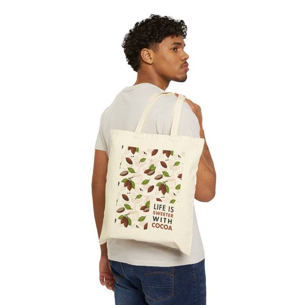 Cocoa Tote Bag: "Life Is Sweeter With Cocoa"