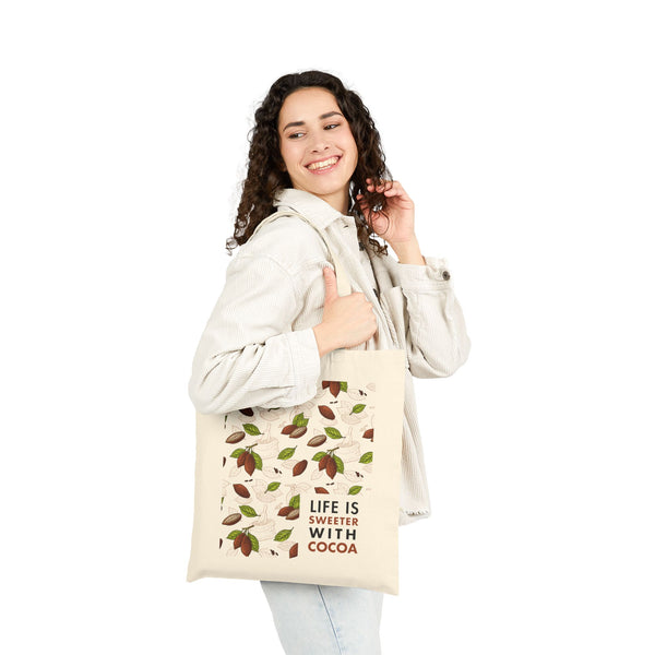 Cocoa Tote Bag: "Life Is Sweeter With Cocoa"